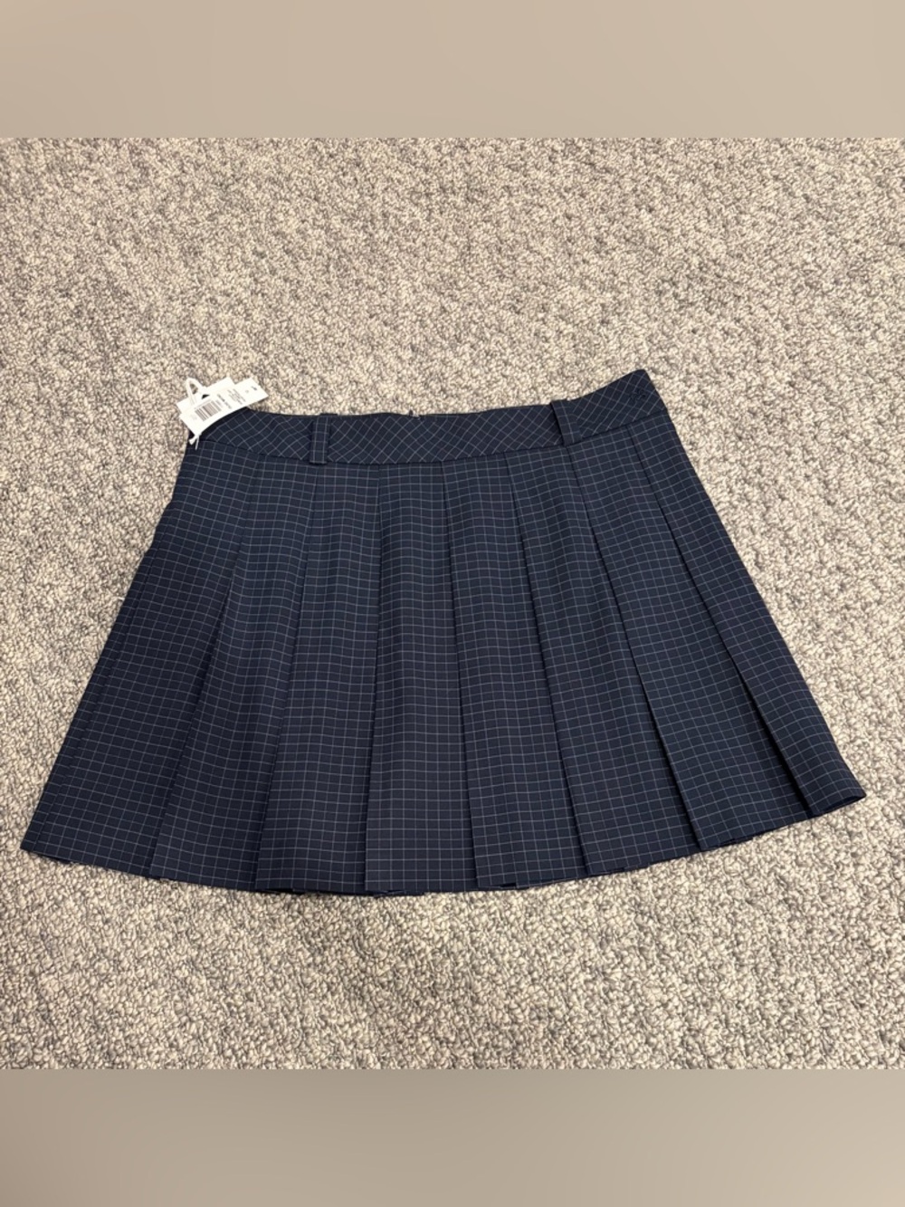 Sunday Best Pleated Navy Windowpane Mini Skirt